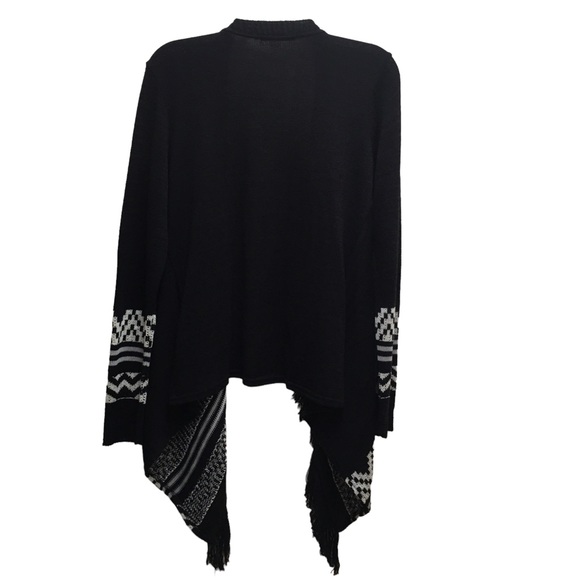 Canyon River Blues Sweater Black Open Front Cardigan Fringe Size Medium NWT - Picture 2 of 9